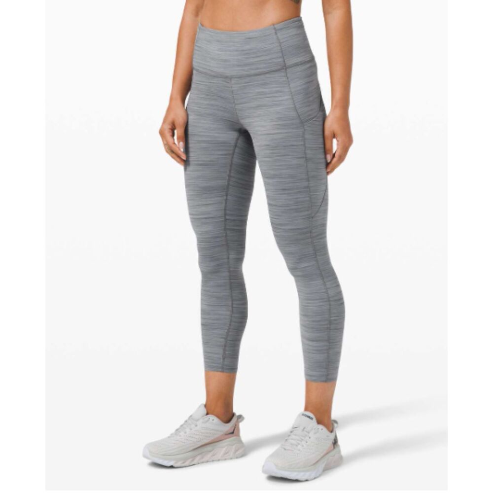 Lululemon Fast Crop 23" Size 4 Grey Nulux Space Dye Leggings